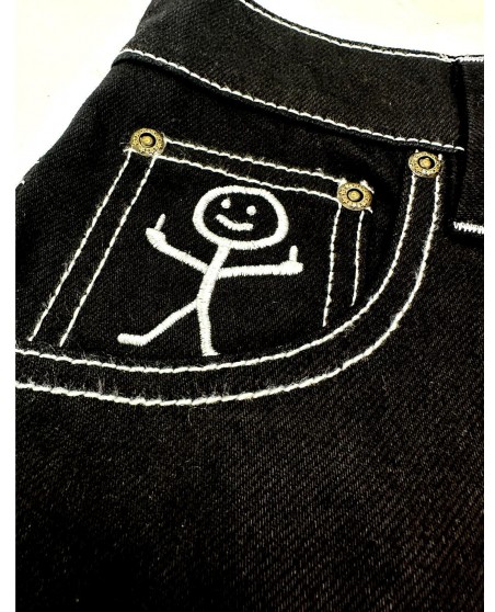BSAT Stickman Jorts The Fingers Black Denim Shorts *Limited Edition*