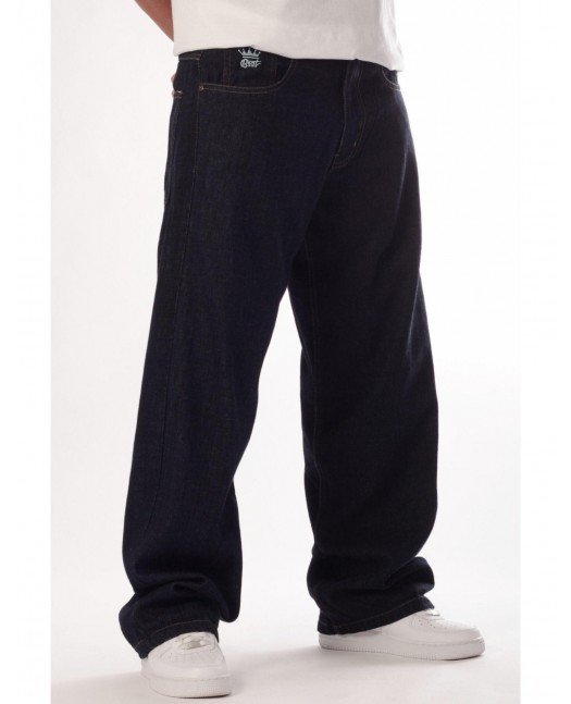 Indigo Blue Skull Baggy Jeans by BSAT