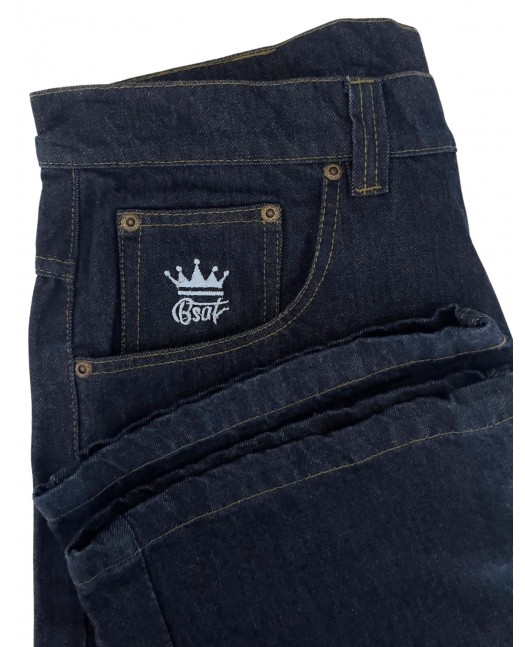 Indigo Blue Skull Baggy Jeans by BSAT