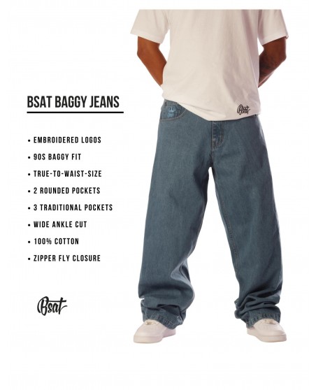 BSAT Bronx Baggy Jeans Plain Light Blue