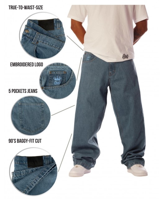 BSAT Bronx Baggy Jeans Plain Light Blue