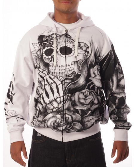 BSAT Praying Skull ZipHoodie WhiteNBlack