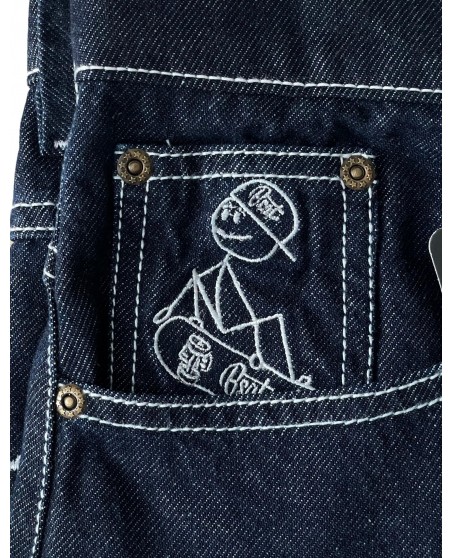 BSAT Stickman The Skater Limited Edition Indigo Blue Baggy Jeans