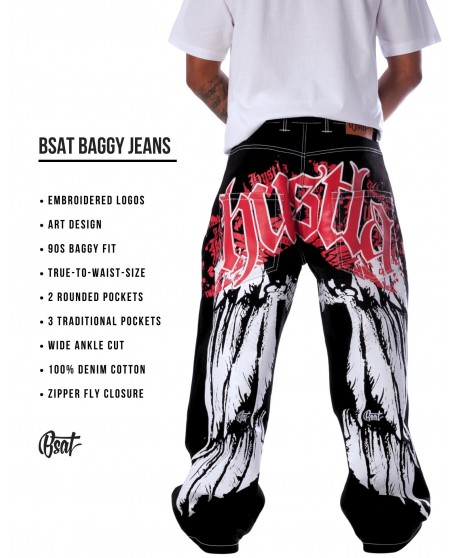 BSAT HUSTLA Baggy Jeans RedNWhite *Legacy Edition*
