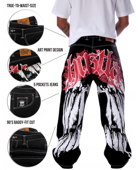 BSAT HUSTLA Baggy Jeans RedNWhite *Legacy Edition*