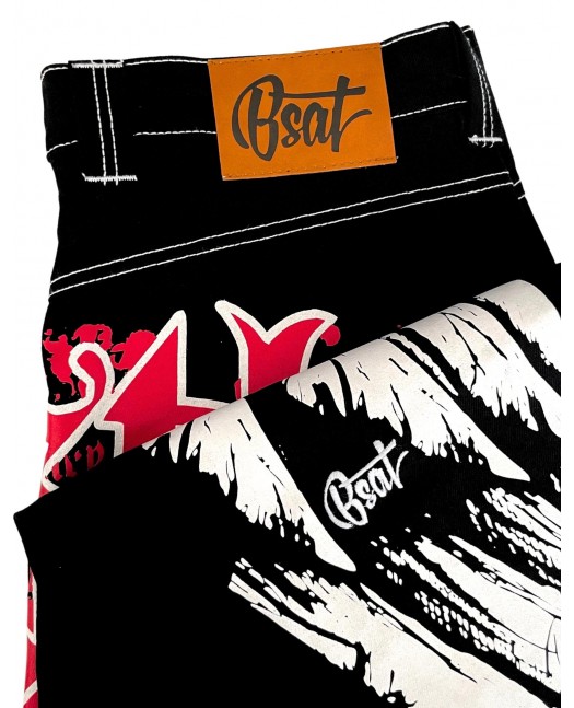 BSAT HUSTLA Baggy Jeans RedNWhite...
