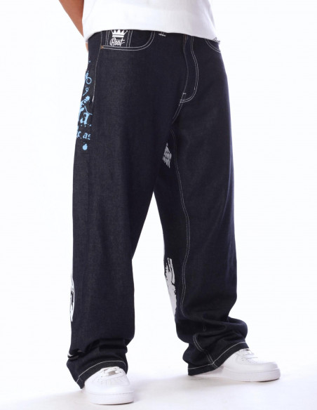 BSAT HUSTLA Baggy Jeans BlueNWhite *Legacy Edition*