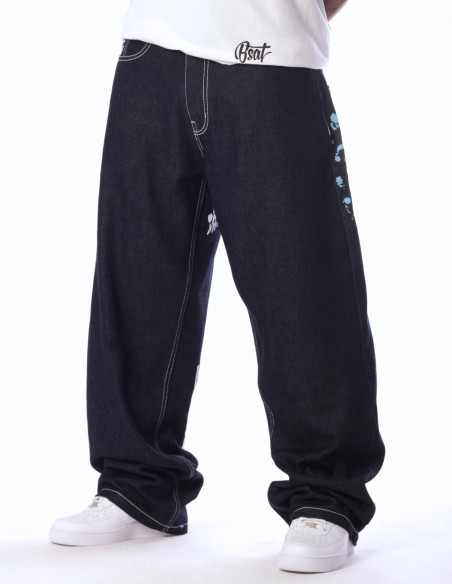 BSAT HUSTLA Baggy Jeans BlueNWhite *Legacy Edition*