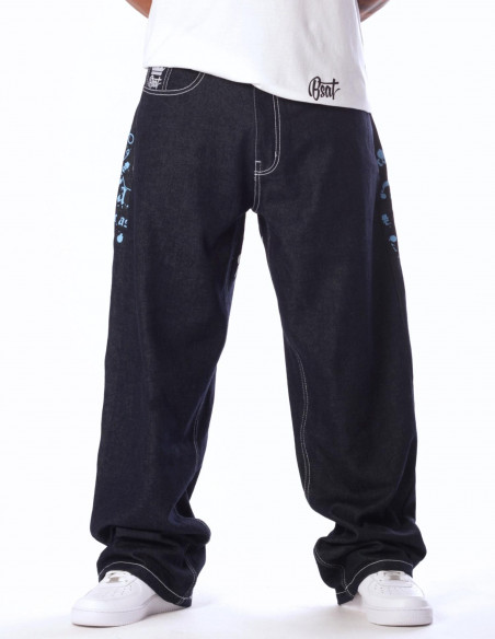 BSAT HUSTLA Baggy Jeans BlueNWhite *Legacy Edition*