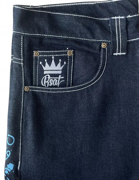 BSAT HUSTLA Baggy Jeans BlueNWhite *Legacy Edition*