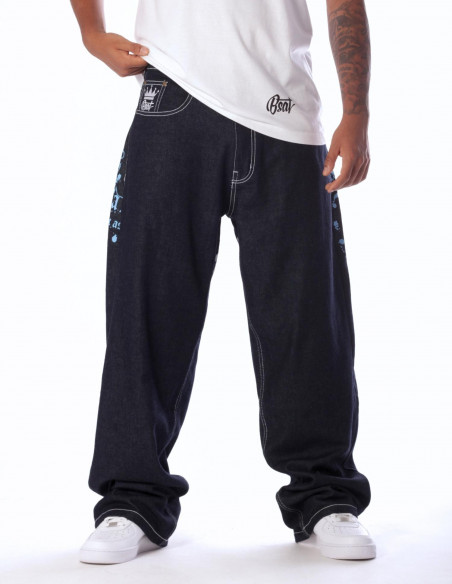BSAT HUSTLA Baggy Jeans BlueNWhite *Legacy Edition*