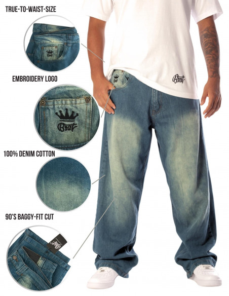 BSAT Baggy Jeans Diddy Spray Washed