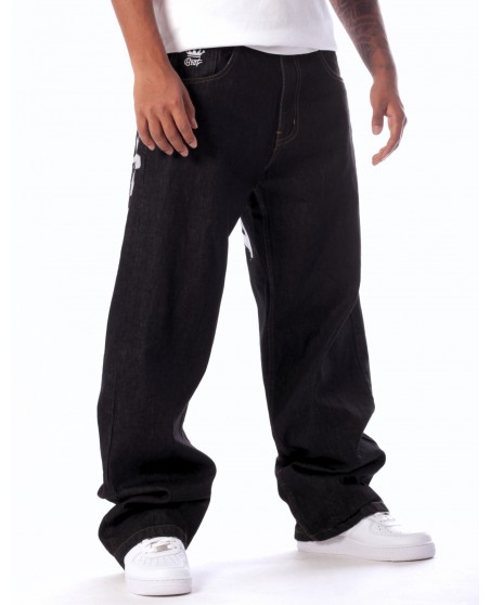 Baggy Hip Hop Jeans Embroidered Black by BSAT *Ultra Limited Edition*