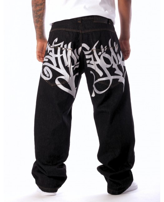 Baggy Hip Hop Jeans Embroidered Black...