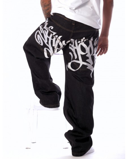 Baggy Hip Hop Jeans Embroidered Black by BSAT *Ultra Limited Edition*