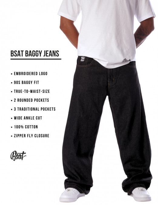 BSAT Bronx Baggy Jeans Plain Black