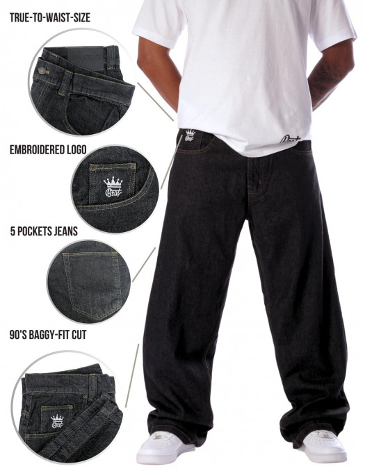 BSAT Bronx Baggy Jeans Plain Black