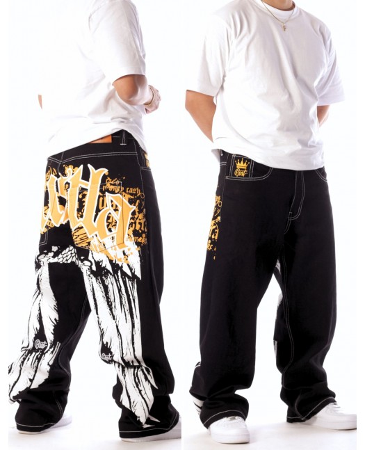 BSAT HUSTLA Gold Yellow Baggy Jeans...