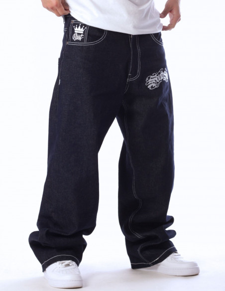 SouthSide Embroidery Baggy Jeans Indigo Blue *limited edition* by BSAT