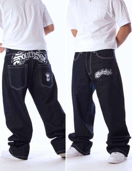 SouthSide Embroidery Baggy Jeans Indigo Blue *limited edition* by BSAT
