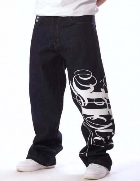 BSAT Art Script Logo Jeans Dark Blue