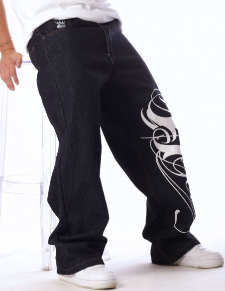 BSAT Art Script Logo Jeans Dark Blue