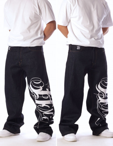 BSAT Art Script Logo Jeans Dark Blue