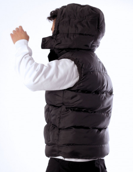 BSAT Puffer Vest Embroidery Black Removable Hood