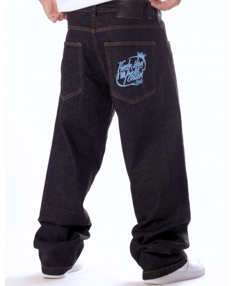 BSAT F**k You Im Rollin Baggy Jeans Raw Black Limited Edition