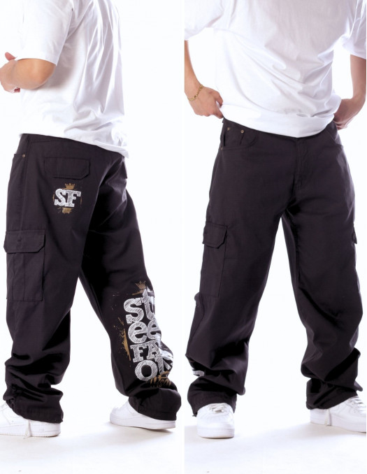 Street Famous Baggy Cargo Pants Black...