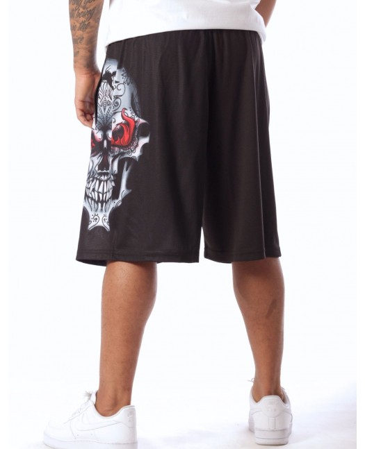 On Fire Skull Mesh Shorts by BSAT
