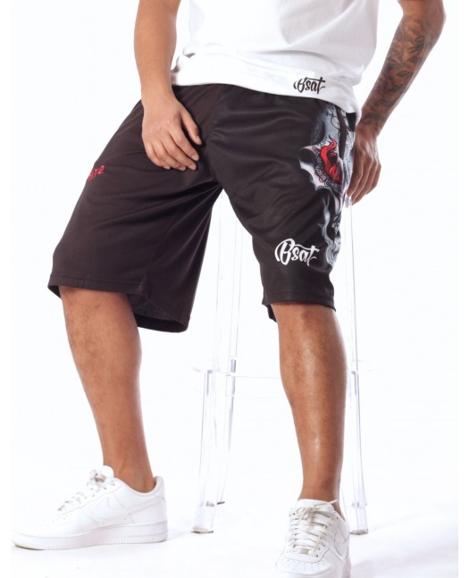 On Fire Skull Mesh Shorts by BSAT