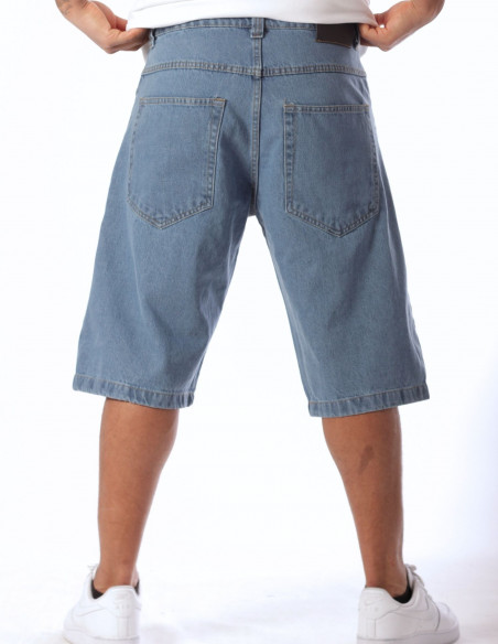 BSAT Baggy Only God Can Judge Denim Shorts Skyblue