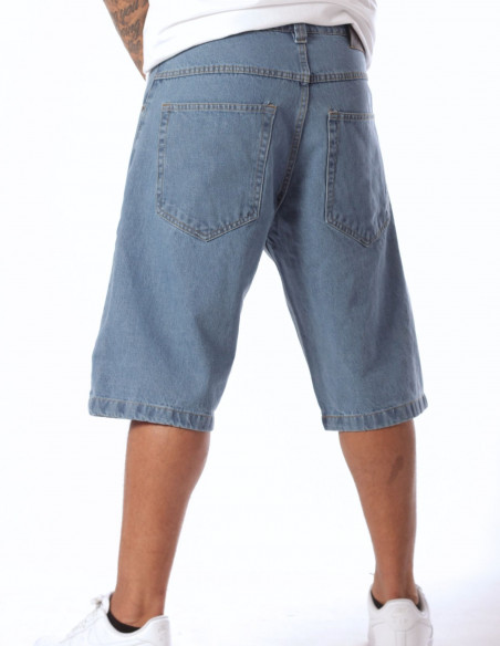 BSAT Baggy Only God Can Judge Denim Shorts Skyblue