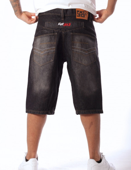 FAT313 Jorts Legend Denim Shorts Black Stone Washed Baggy