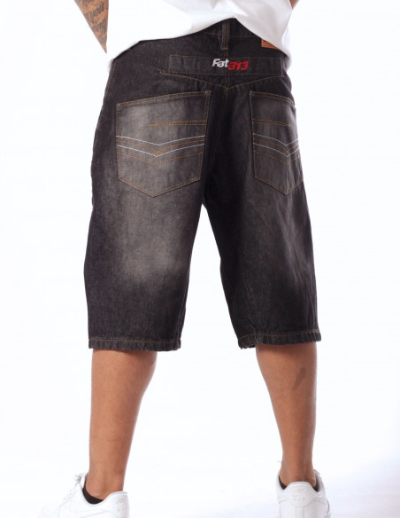 FAT313 Jorts Legend Denim Shorts Black Stone Washed Baggy