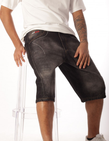 FAT313 Jorts Legend Denim Shorts Black Stone Washed Baggy