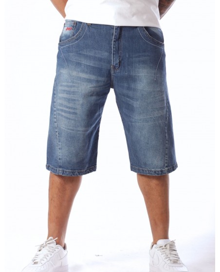 FAT313 Jorts Renew Baggy Legend Denim Shorts Stretch Blue Stone Washed