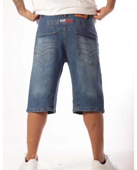 FAT313 Jorts Renew Baggy Legend Denim Shorts Stretch Blue Stone Washed