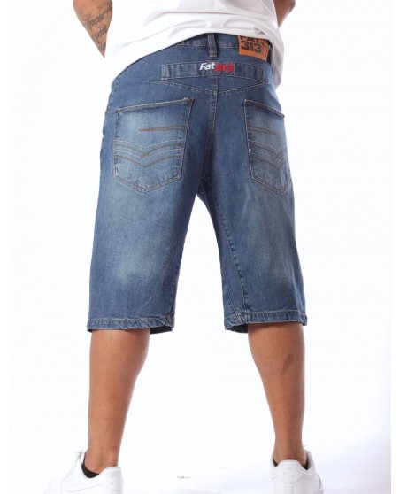 FAT313 Jorts Renew Baggy Legend Denim Shorts Stretch Blue Stone Washed