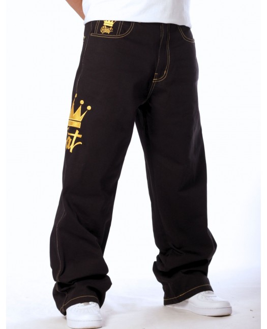 Golden Crown Black Jeans Baggy