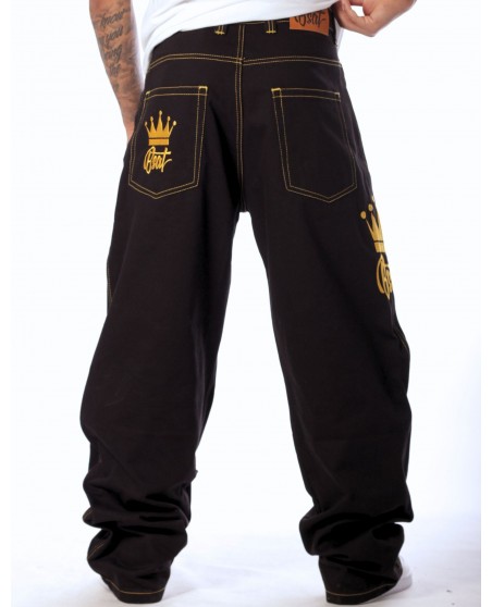 Golden Crown Black Jeans Baggy