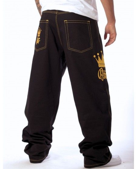 Golden Crown Black Jeans Baggy