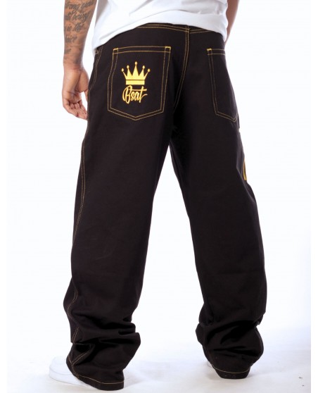 Golden Crown Black Jeans Baggy