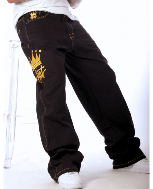 Golden Crown Black Jeans Baggy