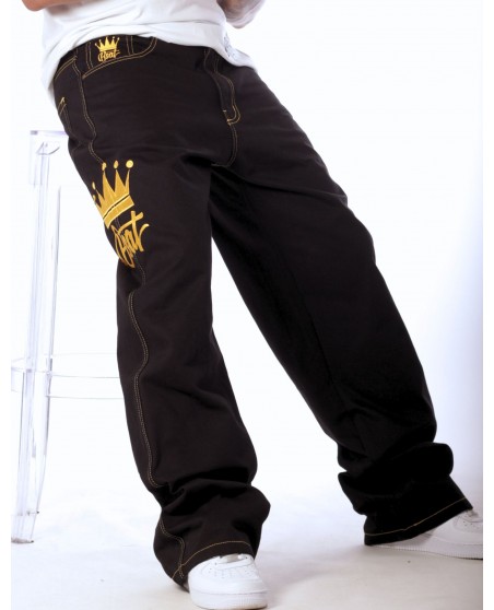 Golden Crown Black Jeans Baggy