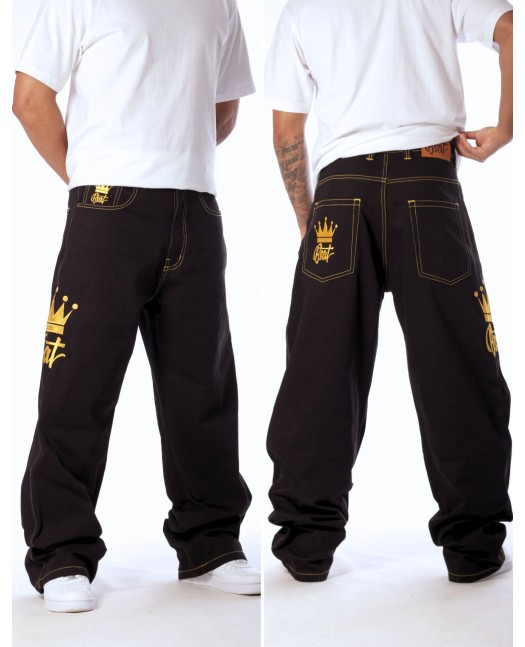 Golden Crown Black Jeans Baggy