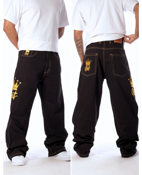 Golden Crown Black Jeans Baggy