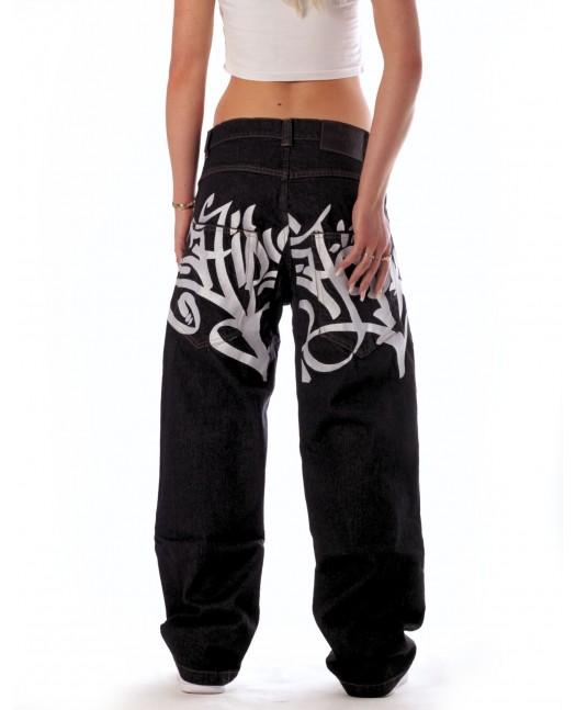 Baggy Hip Hop Jeans Embroidered Black...