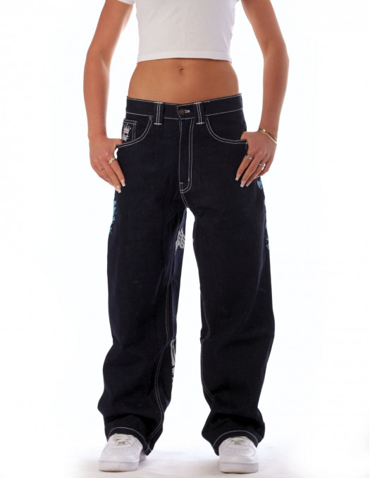 BSAT HUSTLA Baggy Jeans BlueNWhite...